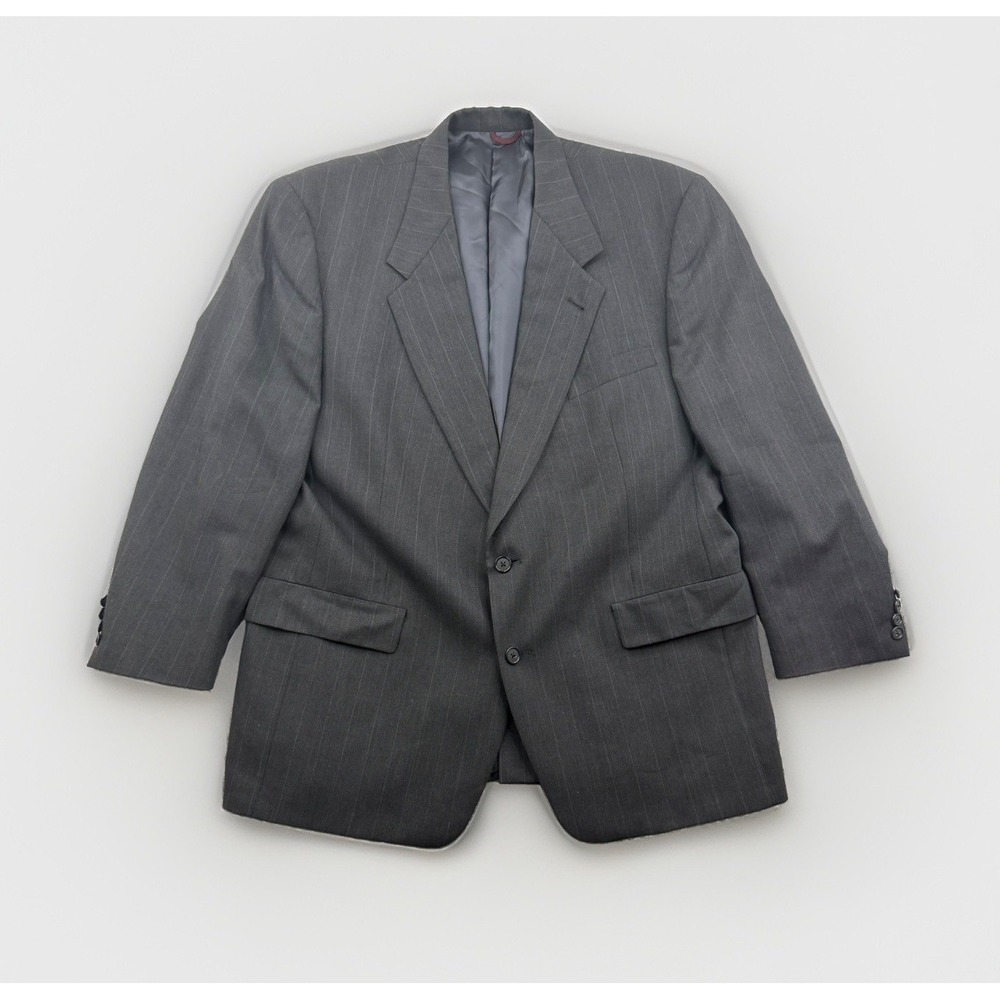 Hart Schaffner Marx Dayton 46R Gray Pinstripe Men Wool Blazer Sport Coat Classic